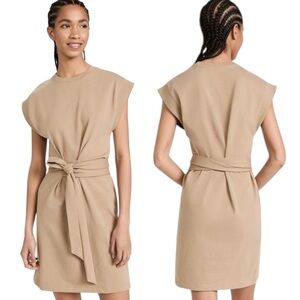 Vince Sleeveless Tie Waist T-Shirt Dress Size Small Tan Brown Classic Minimalist